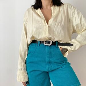 Vintage Butter Yellow Button-Up Blouse